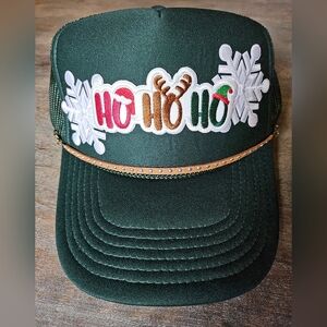 NWT Green Custom forest green Otto trucker hat Christmas embroidered patches